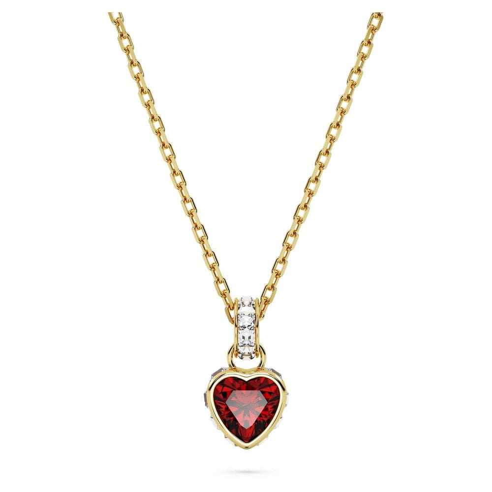 Colar Swarovski Chroma Pendant Heart Red Crystal Dourado