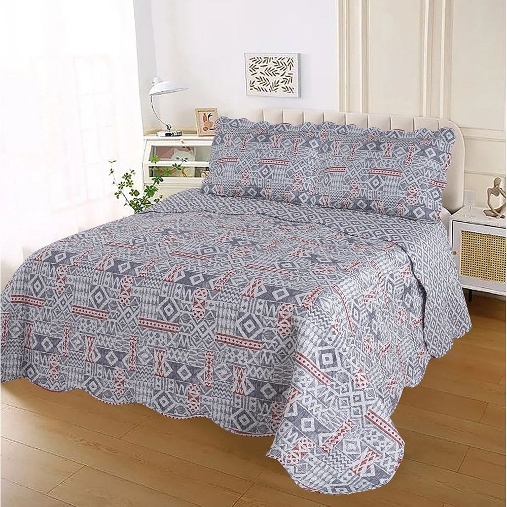 Jogo Colcha Cobre Leito Estampada Dupla Face Casal Ultrassonic 220x240cm - Colcha Sobral
