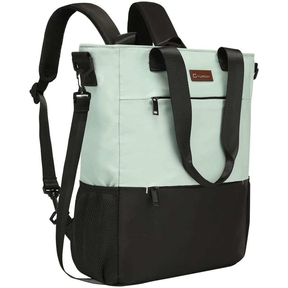 Mochila e bolsa CYUREAY conversível para mulheres verdes 15,6"