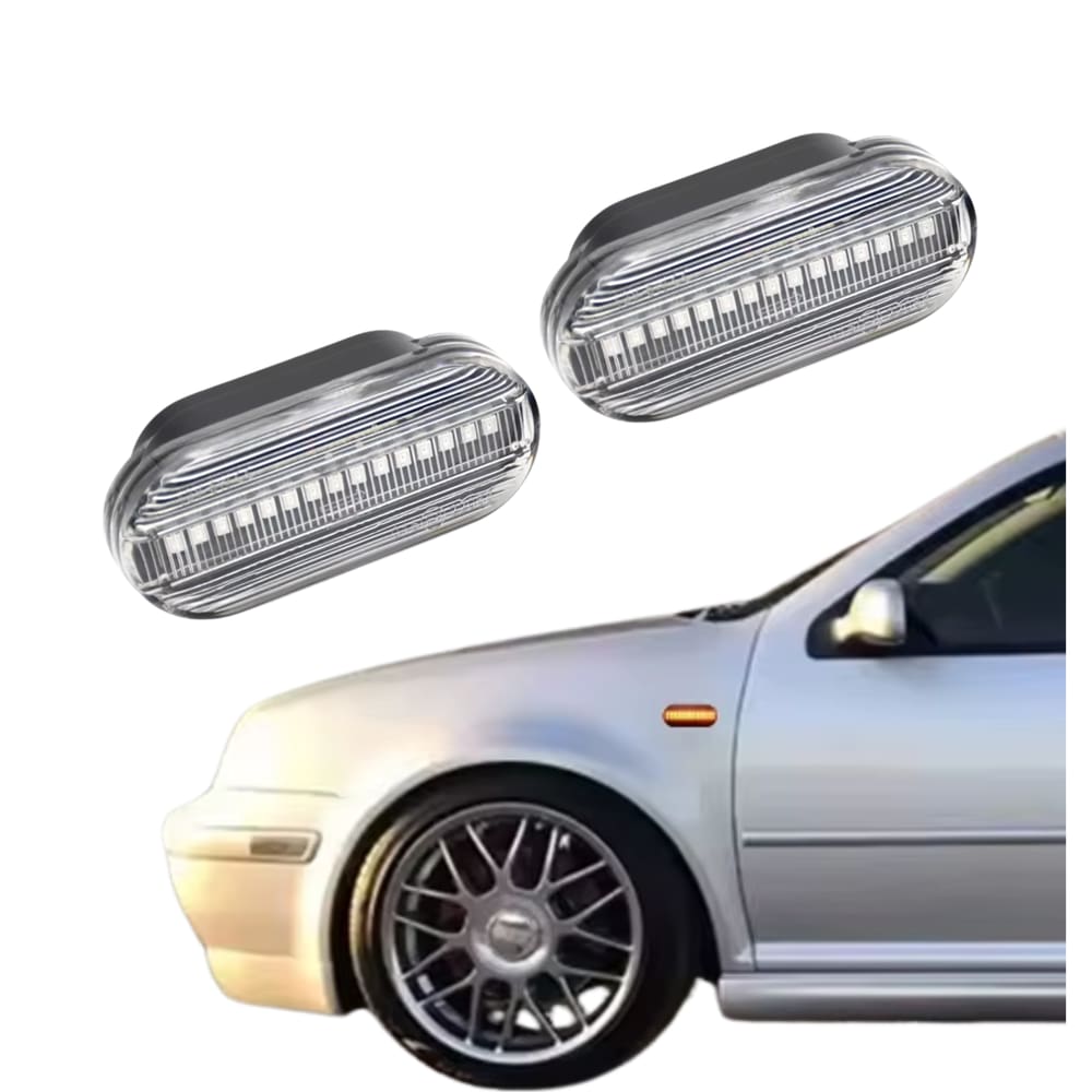 Kit Seta Pisca Sequencial Lampada Lateral Carro Led Amarelo