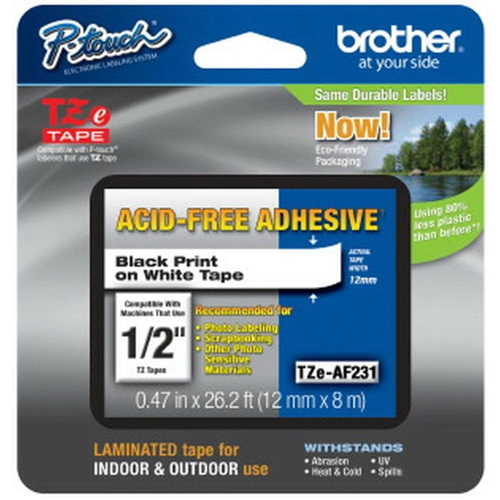 Fita Brother Genuine P-touch TZE-AF231 12 mm x 8 m preta sobre branco
