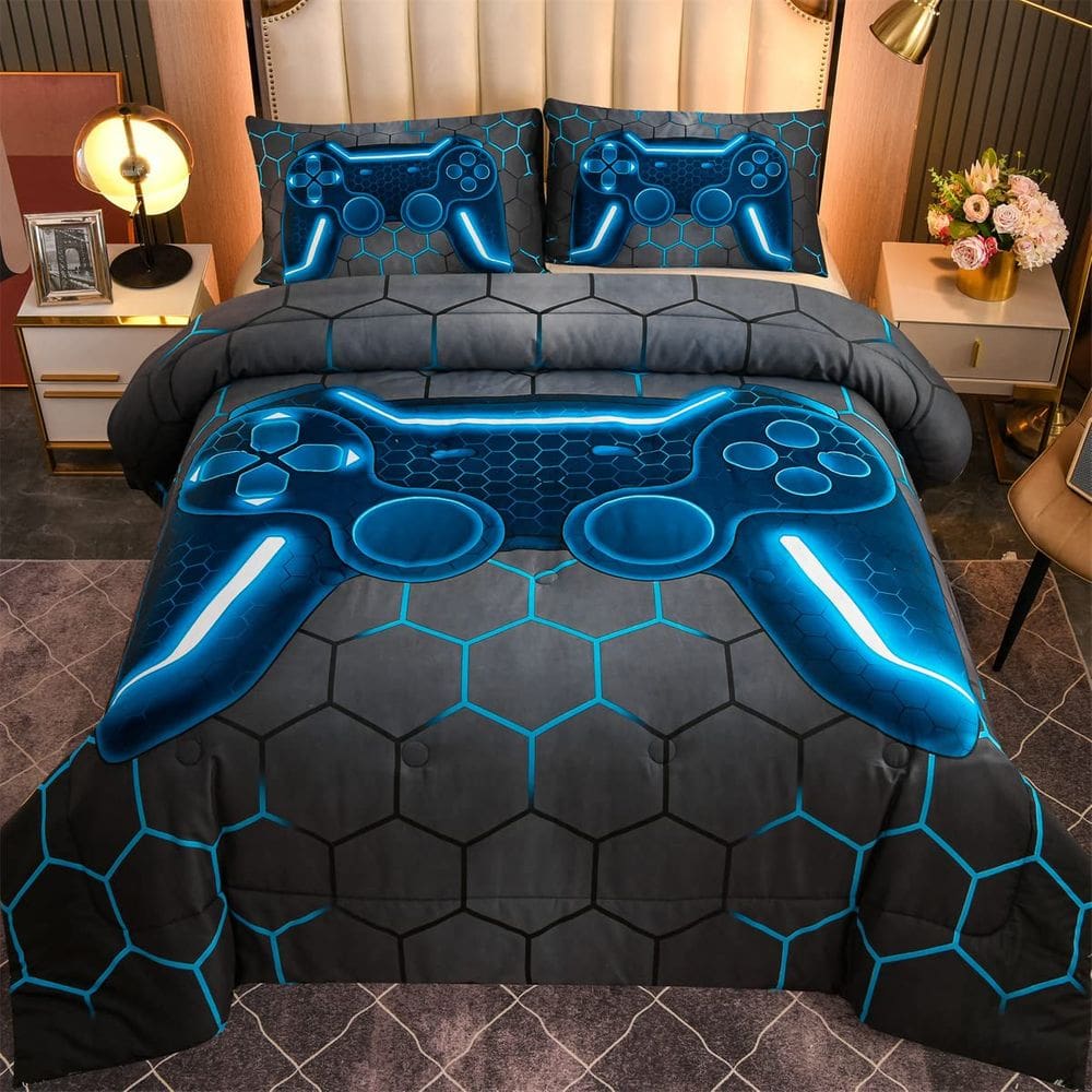 Conjunto de edredom, console de jogos NTBED para crianças, microfibra, azul