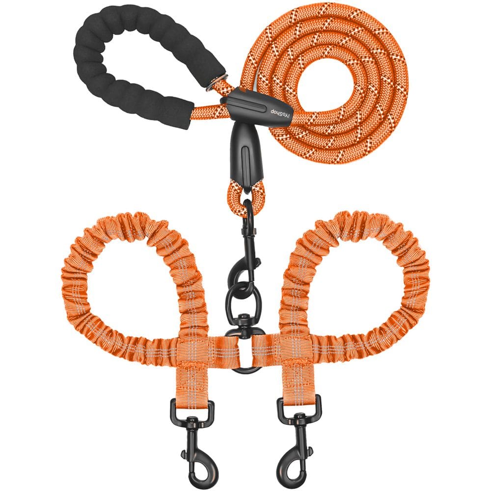 Coleira dupla para cães iYOShop giratória de 360° com elástico de absorção de choque