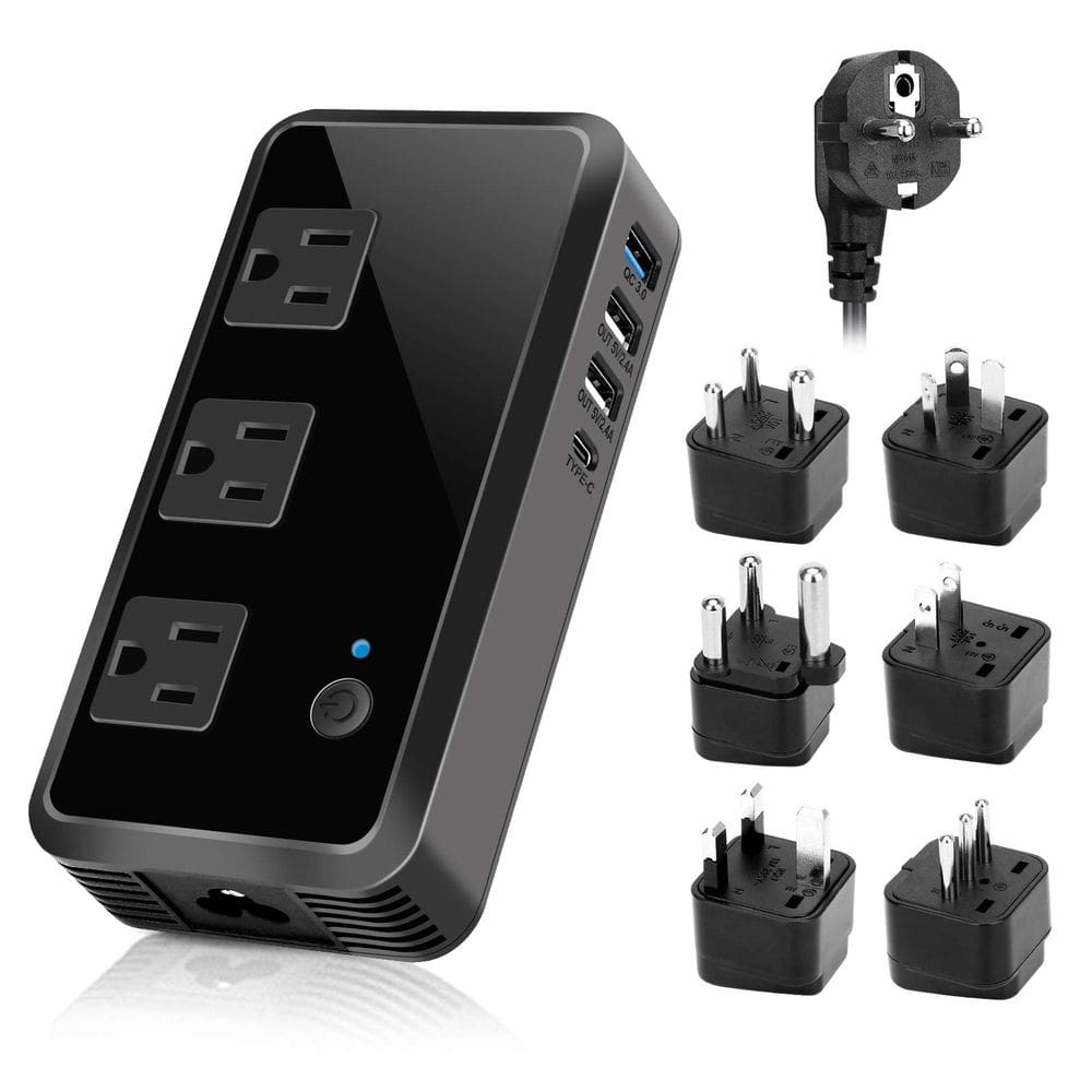 Conversor de tensão ALPHINO 2300W 220V a 110V com USB preto