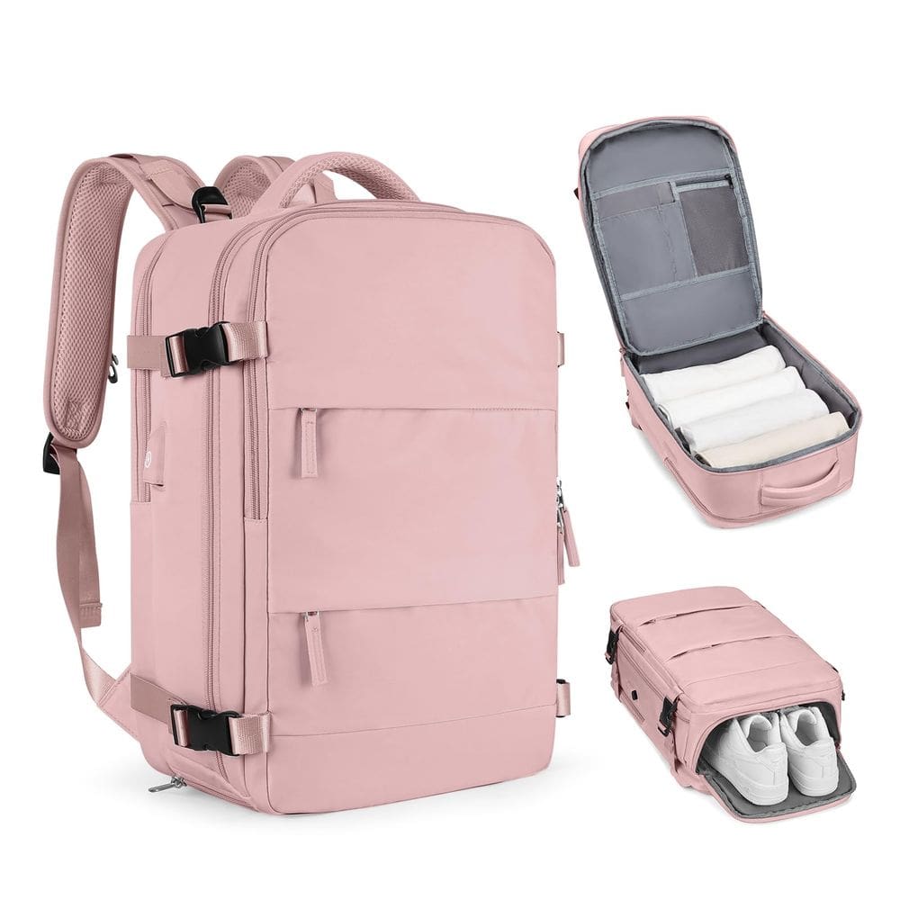 Mochila de viagem coofay Personal Item para mulheres rosa