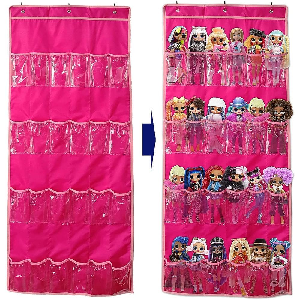 Organizador de armazenamento de brinquedos suspenso LINPOPUP 24 bolsos Deeppink