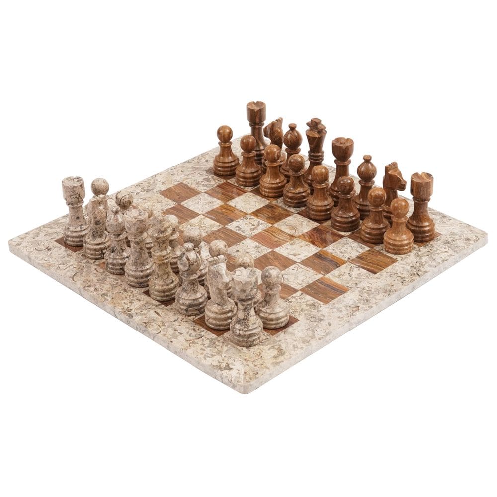 Conjunto de xadrez Radicaln Marble Fossil Coral 38cm, jogo de tabuleiro adulto