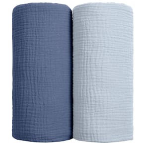 Cobertor de musselina Lulumoon Baby Cotton, pacote com 2 unidades, azul marinho