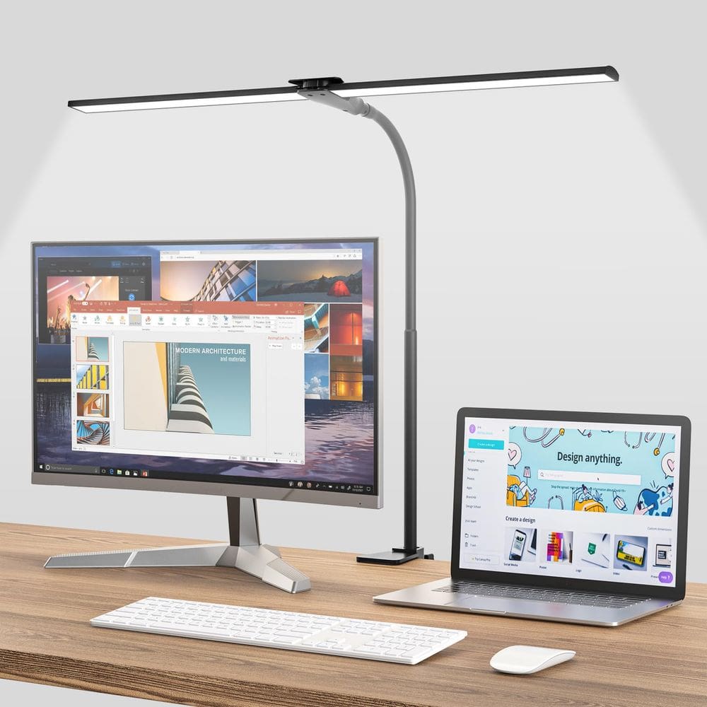 Lâmpada de mesa LED Hensam Double Head 12W 1400lm com braçadeira