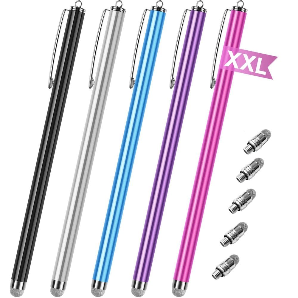 Canetas Stylus GUUGEI, pacote com 5, corpo de caneta longo para telas sensíveis ao toque