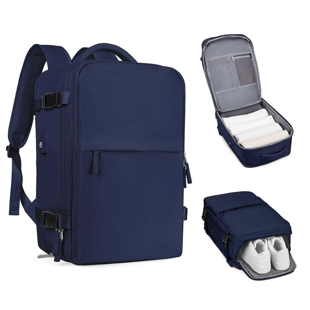 Mochila de viagem para laptop Coofay Airline aprovada em azul marinho