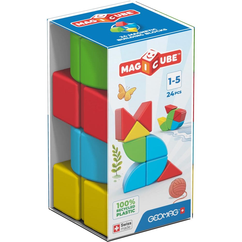 Conjunto de blocos magnéticos Geomag MagiCube de 24 unidades para crianças de 1 a 5 anos
