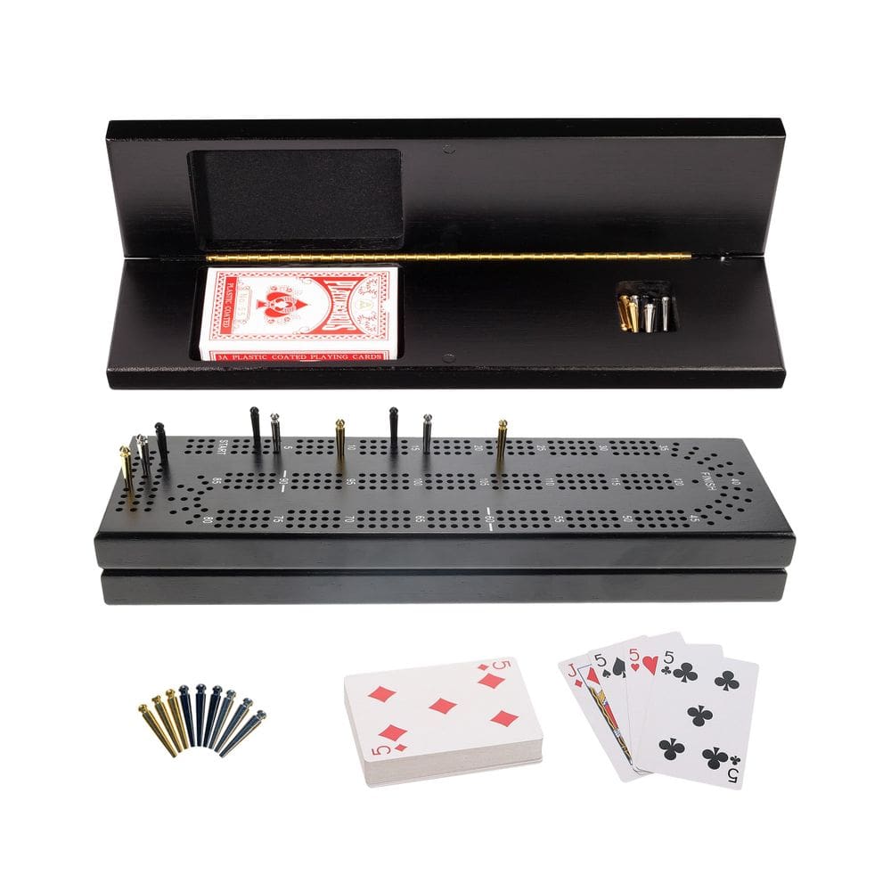 Conjunto de jogos de tabuleiro Cribbage WE Games Wooden com armazenamento para 3 jogadores
