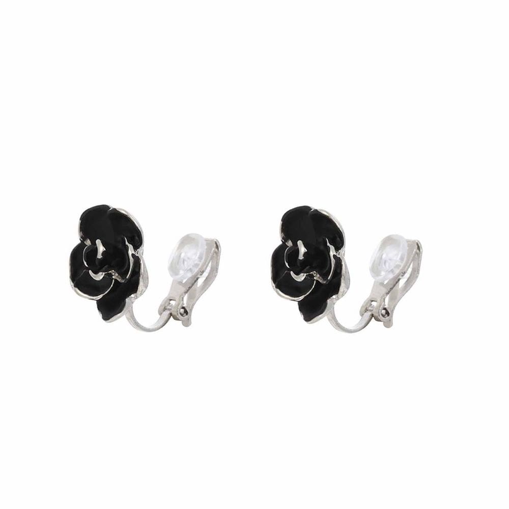 Brinco Feminino de Pressão Flores Strass Flor Pequeno Prata
