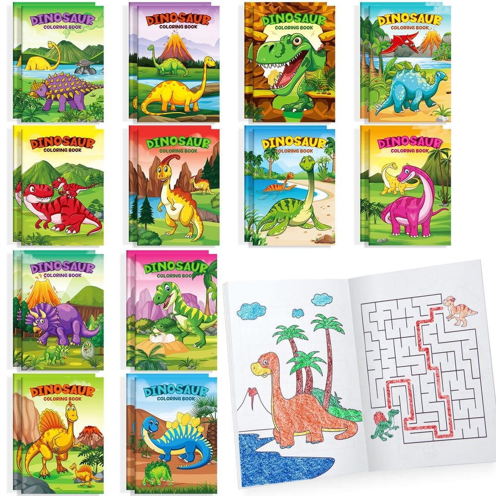 Livros para colorir BenLouis Dinosaur Mini 24 unidades para festa infantil