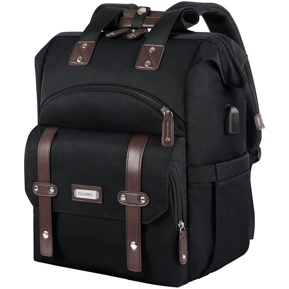 Mochila para laptop FALANKO para mulheres 17,3&quot; com porta USB preta
