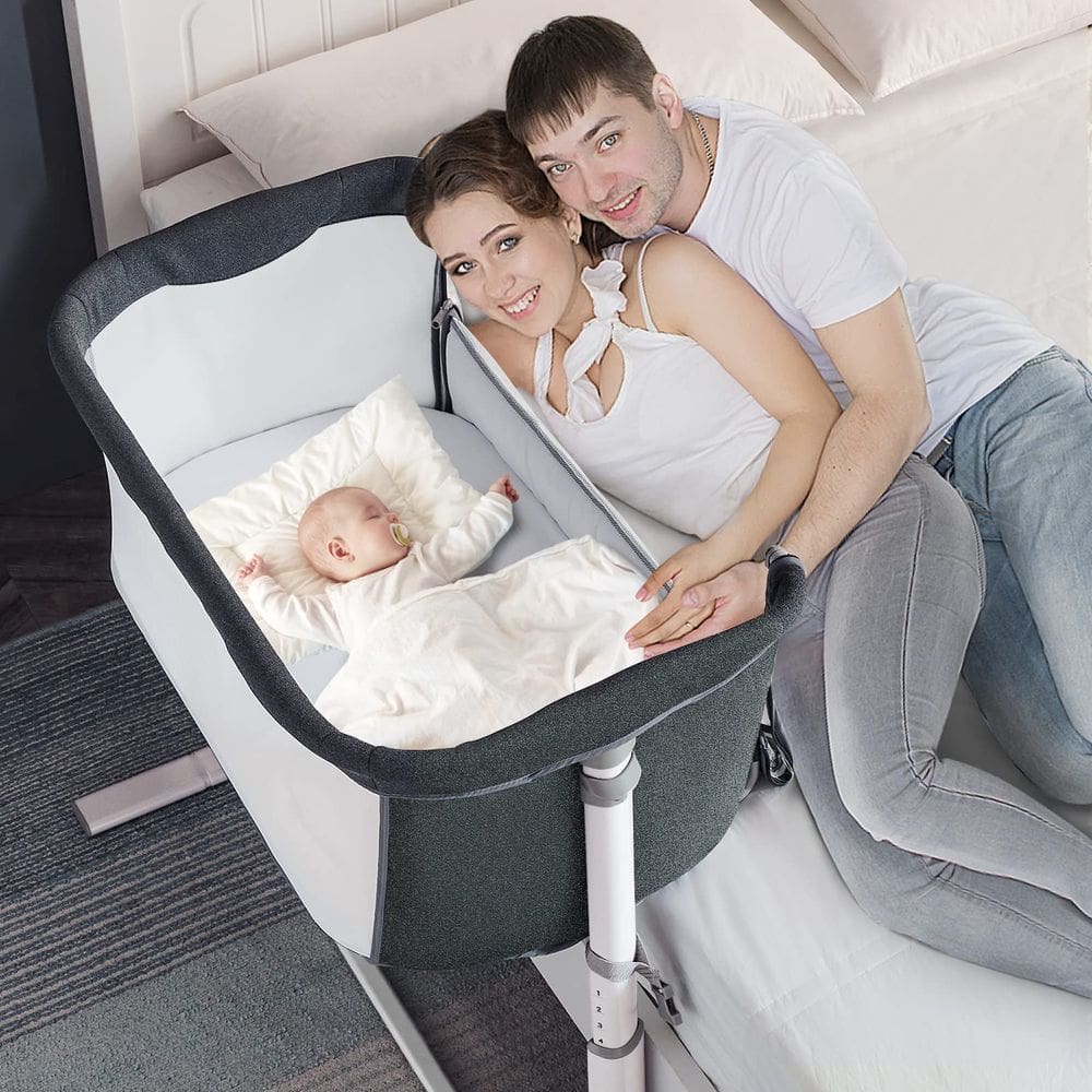 Berço de bebê ALVOD Bedside Sleeper 6 ajustável em altura cinza