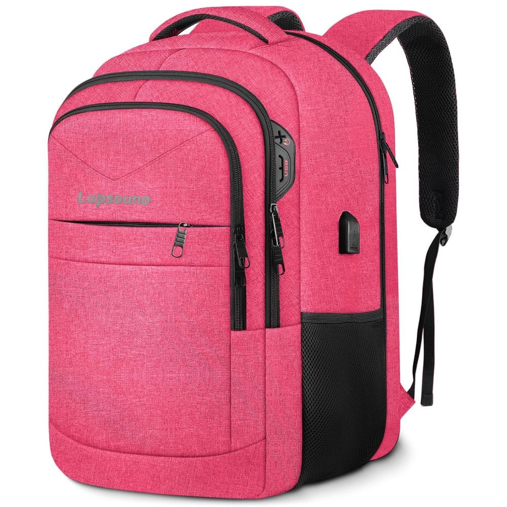 Mochila Lapsouno Extra Large para laptop de viagem de 17,3 polegadas rosa