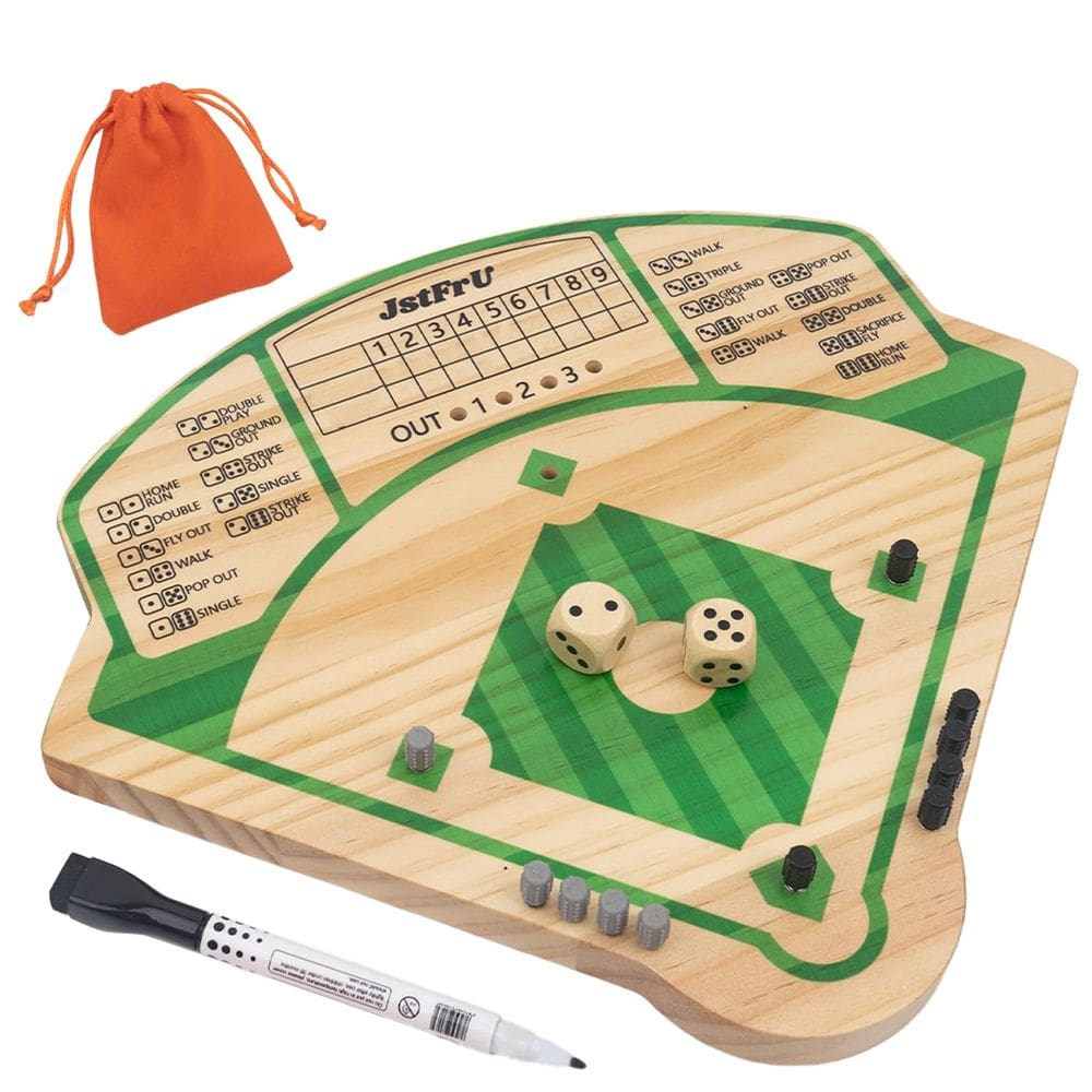 Jogo de tabuleiro de beisebol JStFru Tabuleiro de madeira de 20 mm de espessura com 10 peças