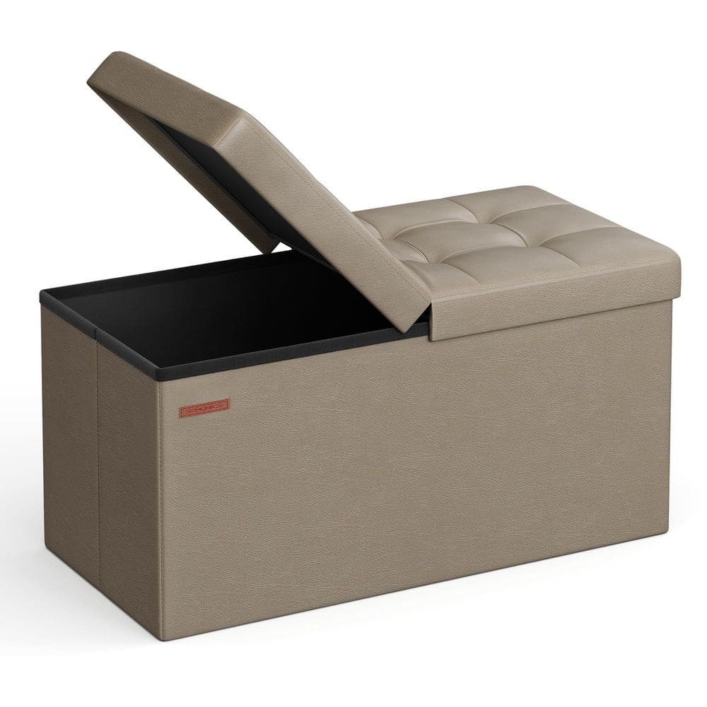 Pufe de armazenamento dobrável SONGMICS Light Taupe ULSF045K03