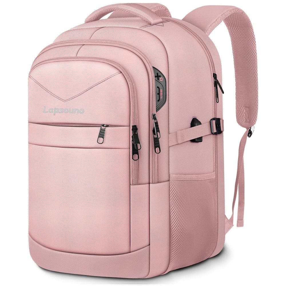 Mochila Lapsouno Large para mulheres de 17,3" com porta USB rosa