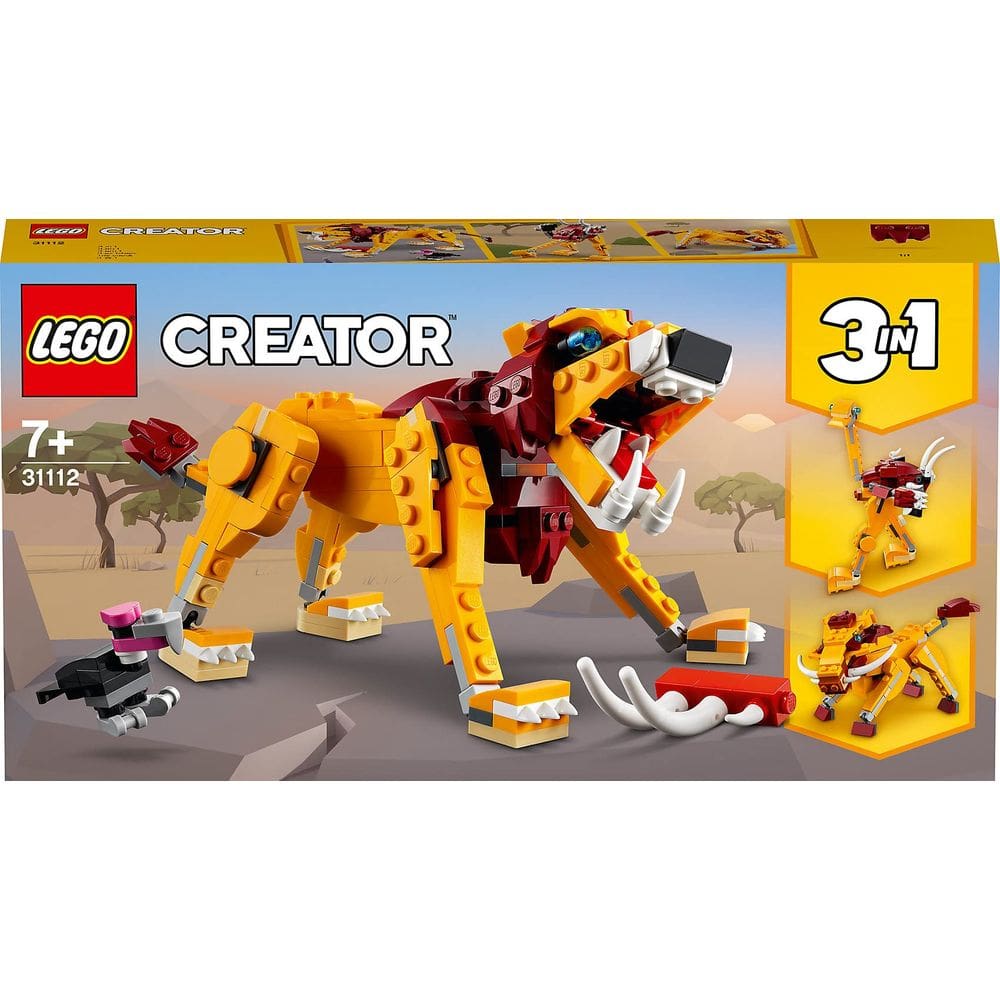 Brinquedo LEGO Creator 3 em 1 Wild Lion, Avestruz, Warthog 224 peças