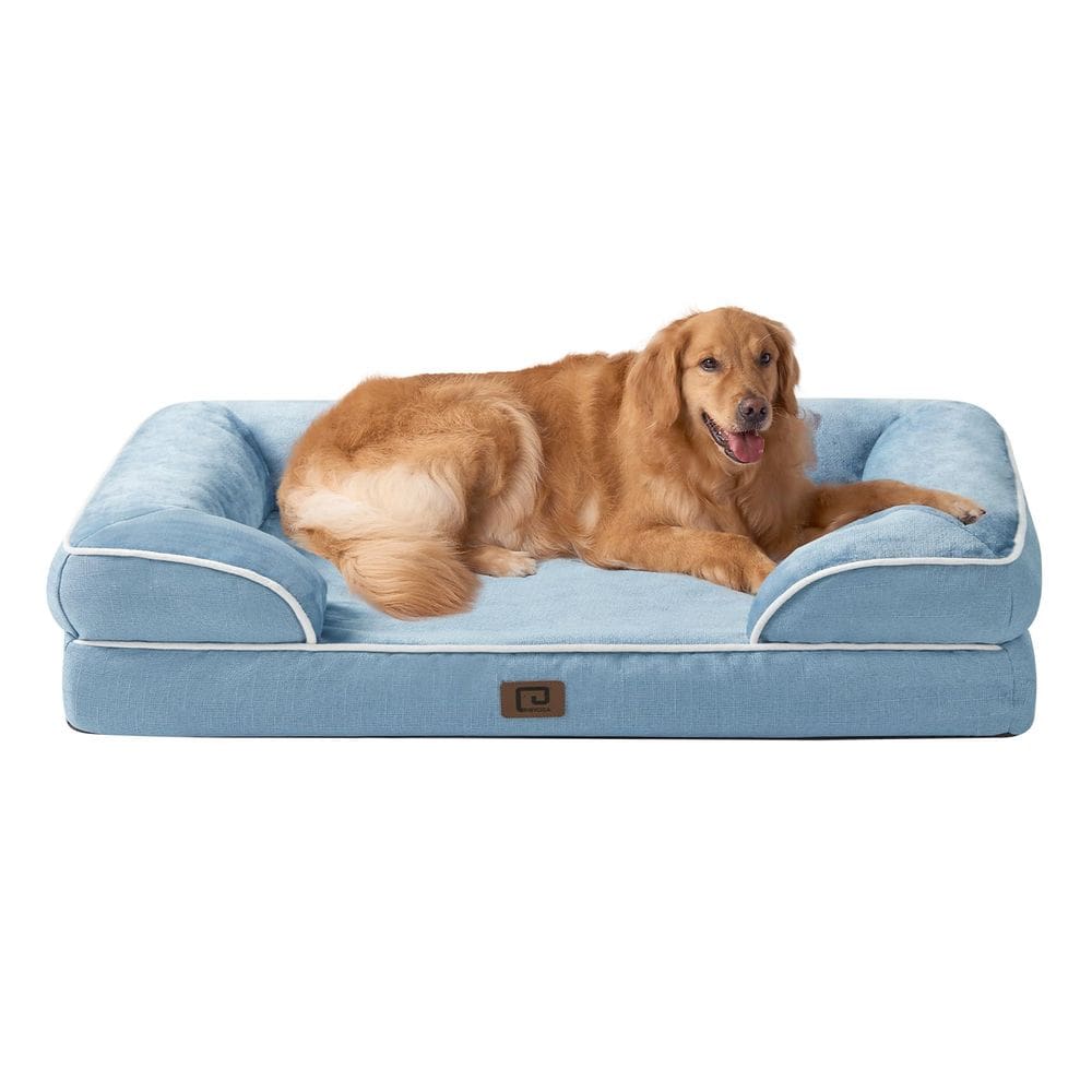 Cama ortopédica para cães EHEYCIGA Memory Foam XL Waterproof Blue
