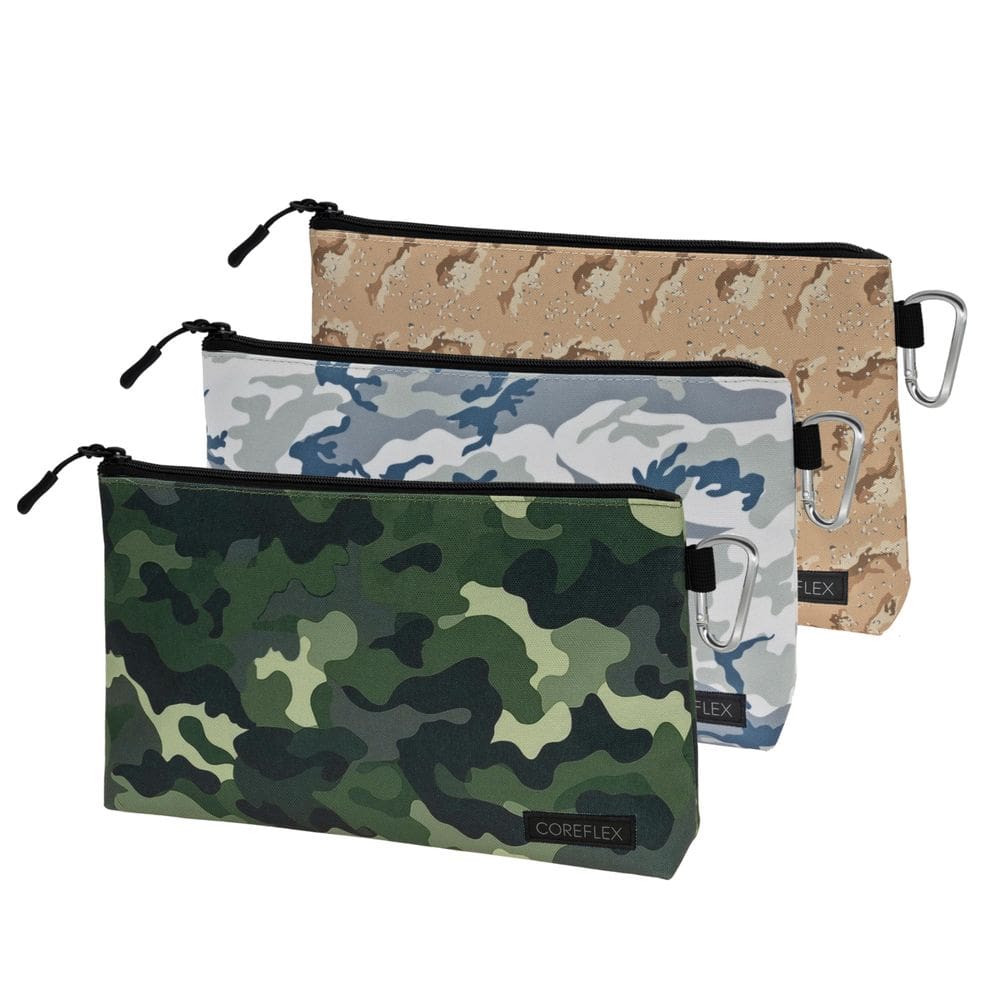 Bolsa de ferramentas, bolsa com zíper, COREFLEX Premium, pequena, pacote com 3 unidades, Camo