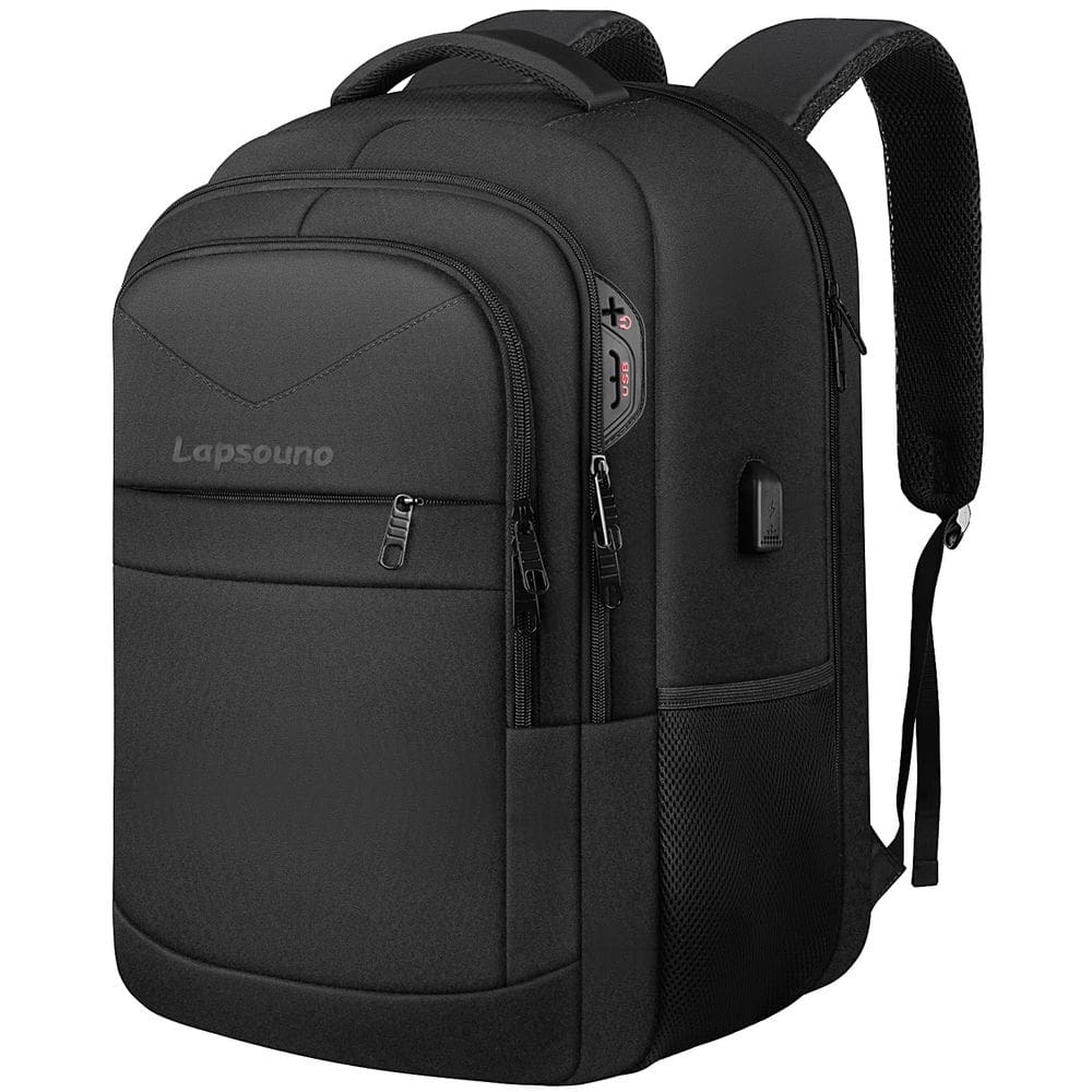 Mochila Lapsouno Laptop 15,6" com porta USB impermeável preta