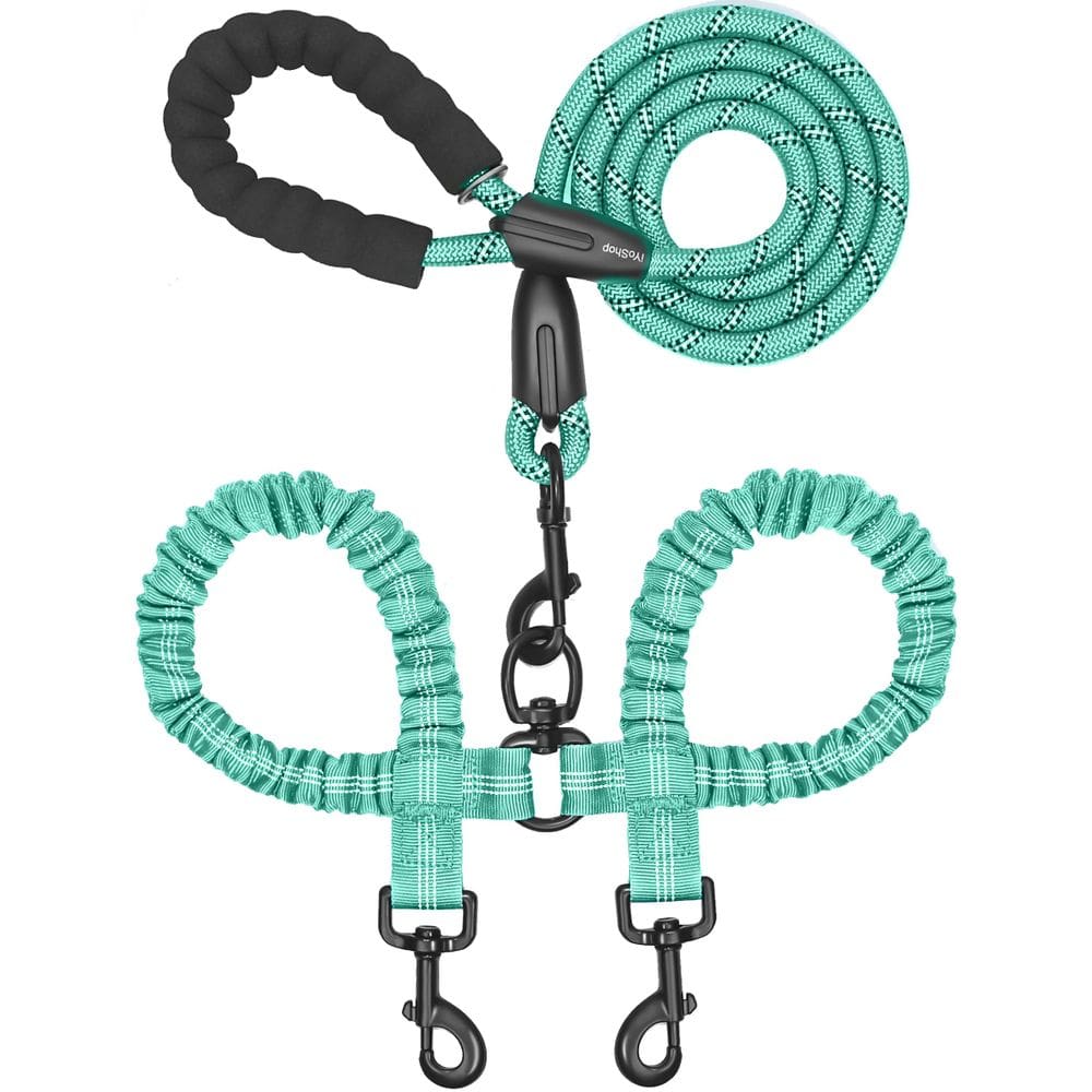 Coleira dupla para cães iYOShop giratória de 360° com elástico de absorção de choque