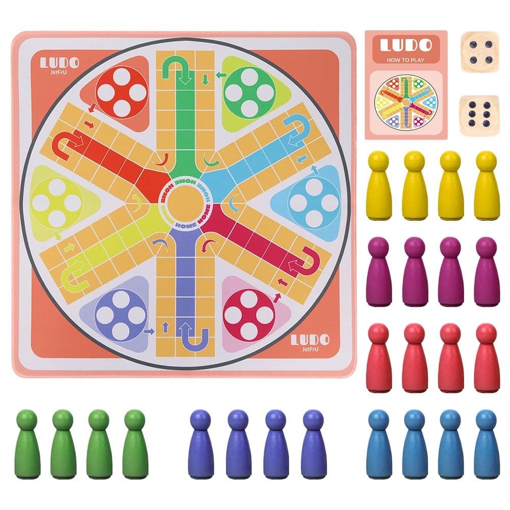 Jogo de tabuleiro Ludo JStFru de 20 polegadas para 2-6 jogadores com instruções