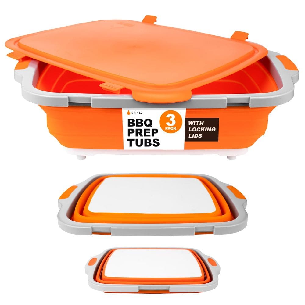 Churrasqueira dobrável Prep Tub Set Drip EZ com tábua de cortar e tampa