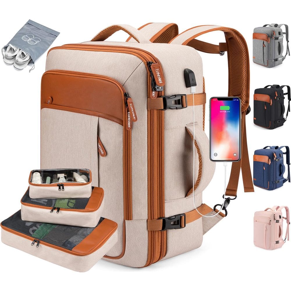 Mochila de viagem para laptop BAGPARKK 42L com cubos de embalagem resistentes à água