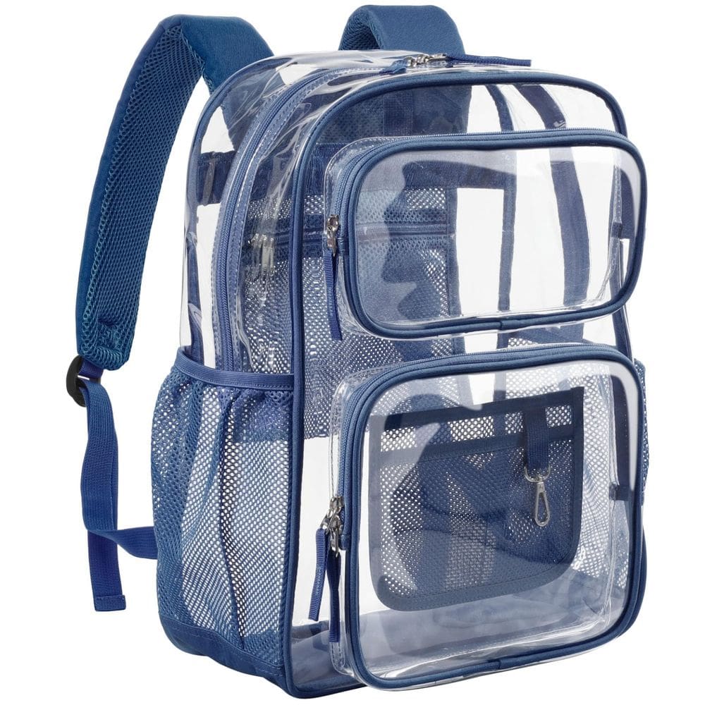 Mochila transparente PACKISM de 17 polegadas grande para escola azul marinho