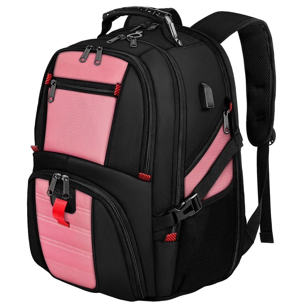 Mochila de viagem YOREPEK Extra Large 50L resistente à água rosa