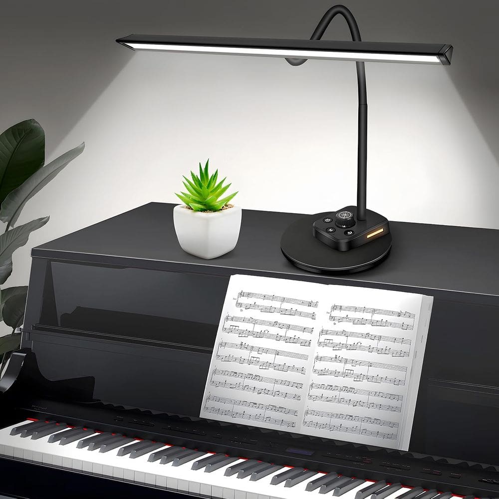 Luz de piano Tonyest Lâmpada de piano LED com pescoço de ganso ajustável