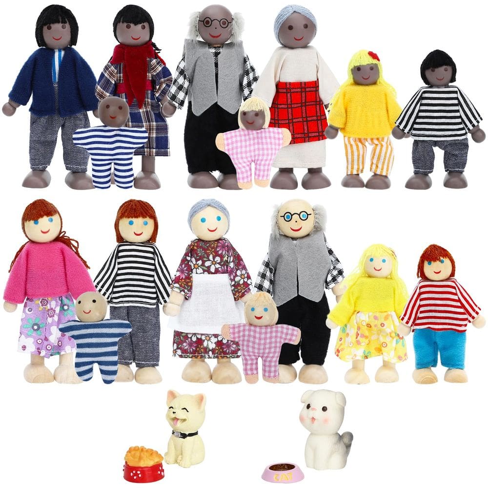 Conjunto familiar Dollhouse de madeira ONEST 20 peças com acessórios