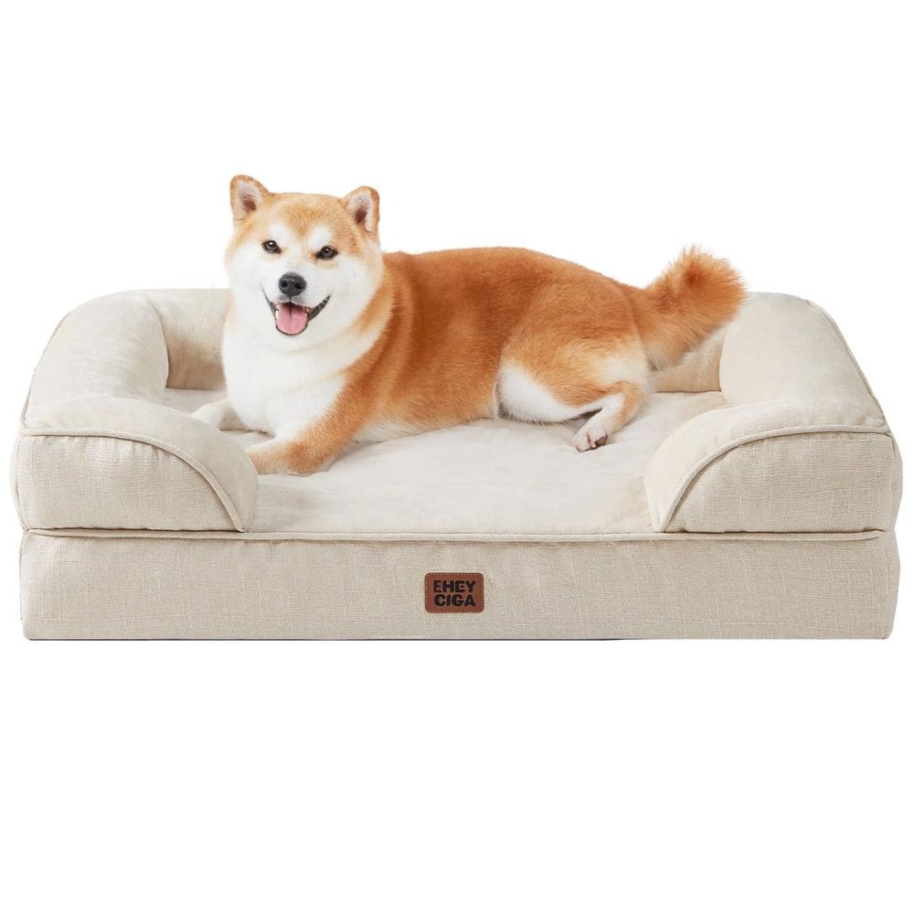 Cama ortopédica para cães EHEYCIGA Memory Foam impermeável para cães grandes