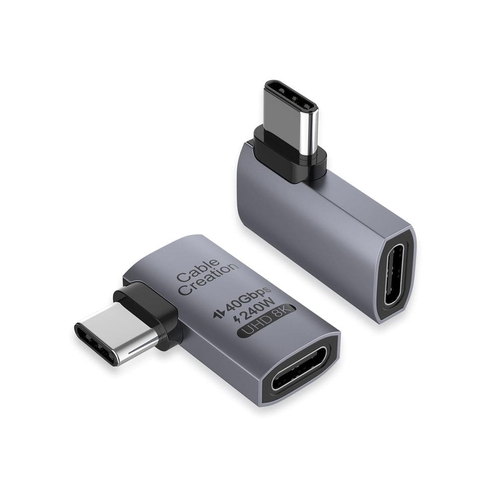 Cabo adaptador USB C, criação de cabo, ângulo reto, 90°, 40 Gbps, 240 W, 2 unidades