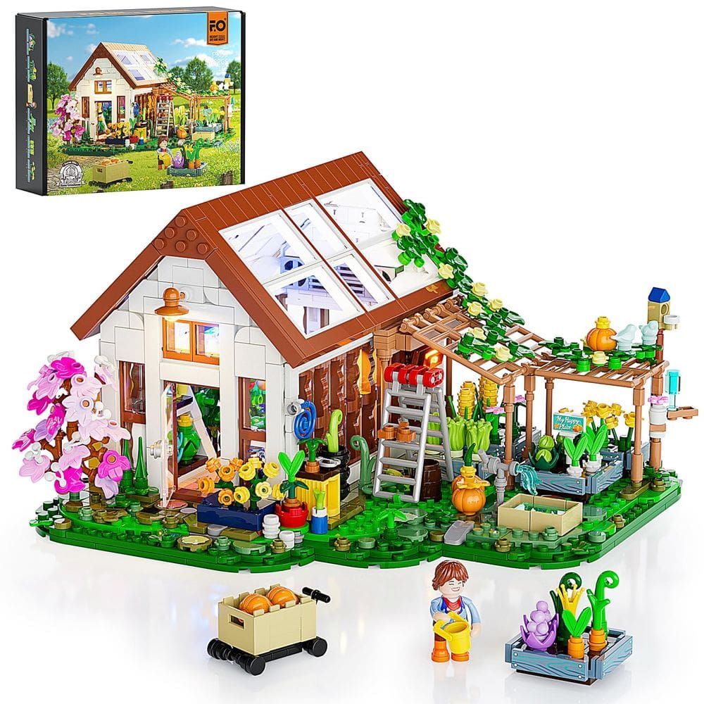 Conjunto de tijolos de construção FUNWHOLE Botanical-Garden Greenhouse