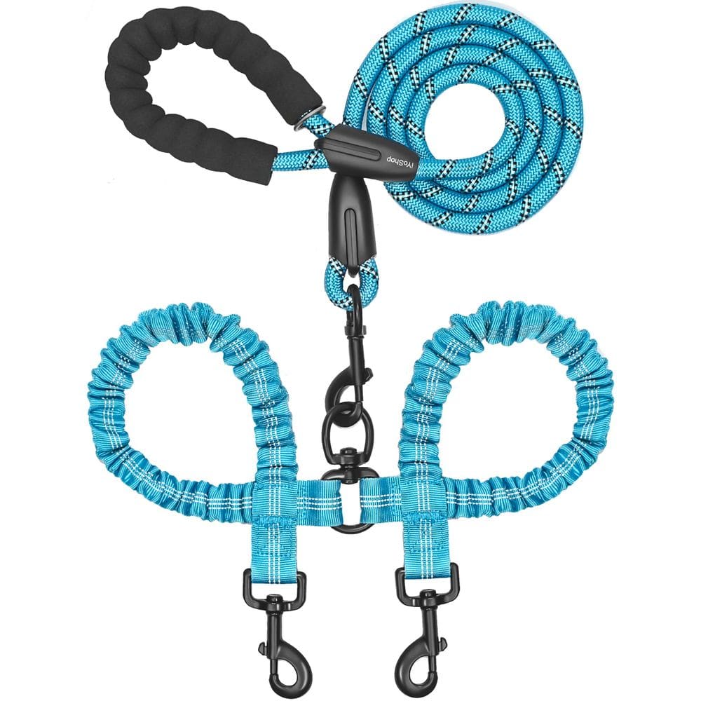 Coleira dupla para cães iYOShop giratória de 360° com elástico de absorção de choque