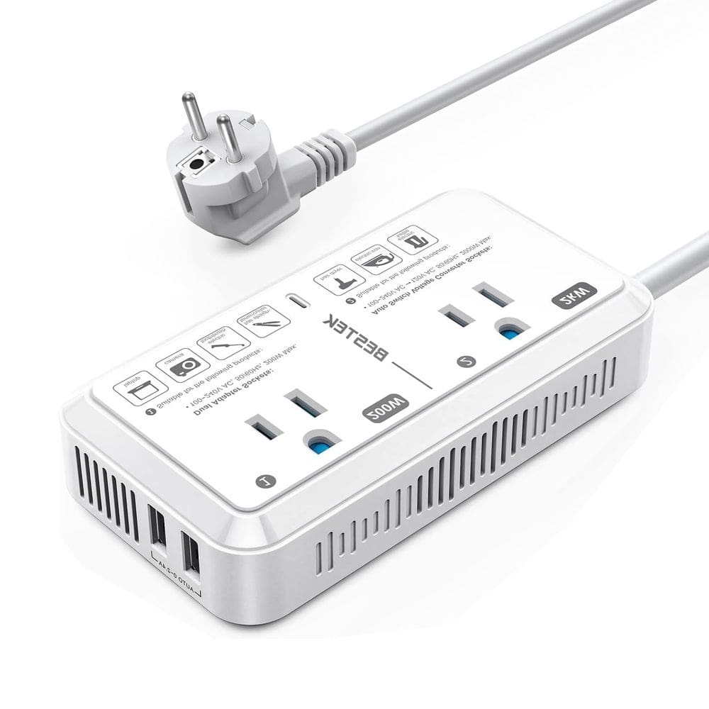 Conversor de tensão de viagem BESTEK 2000W 220V a 110V com 2 USB