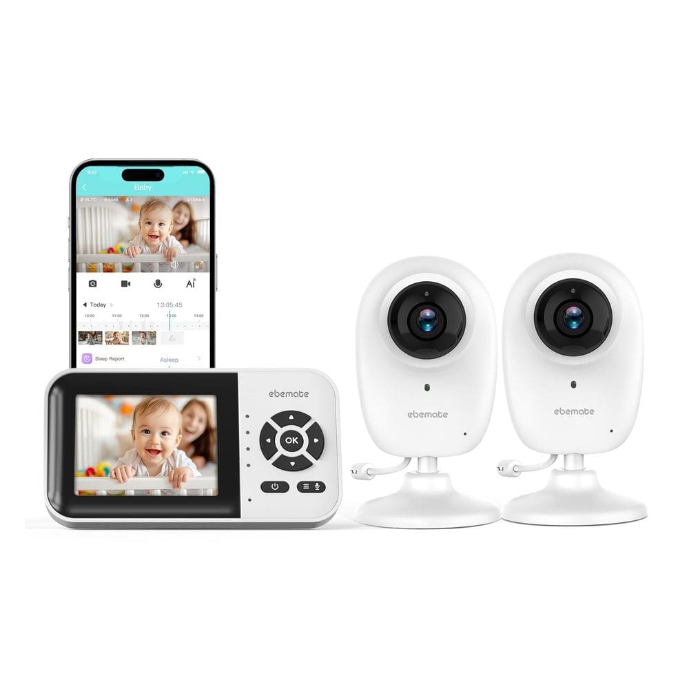 Monitor de vídeo para bebês ebemate EBS28-2 1080P 2,8" 1500 pés