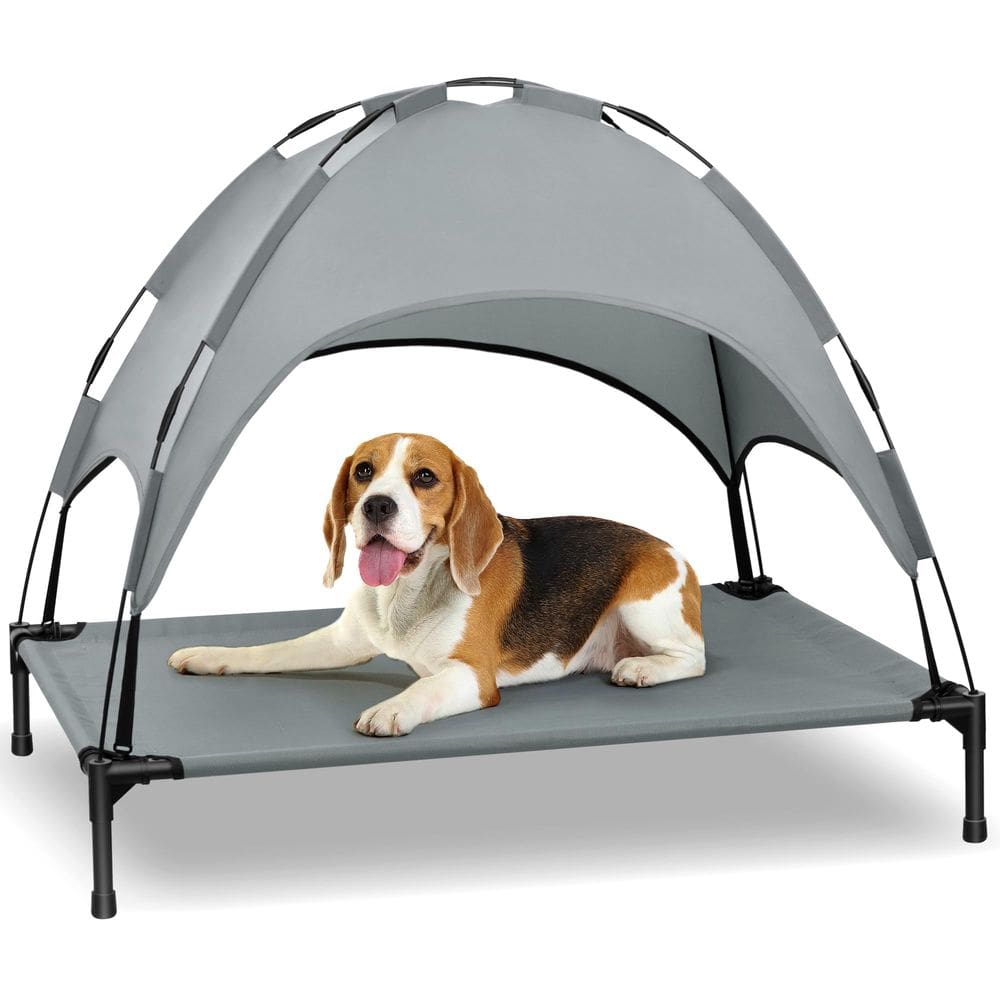 Cama elevada para cães Heeyoo com dossel para cães pequenos e médios