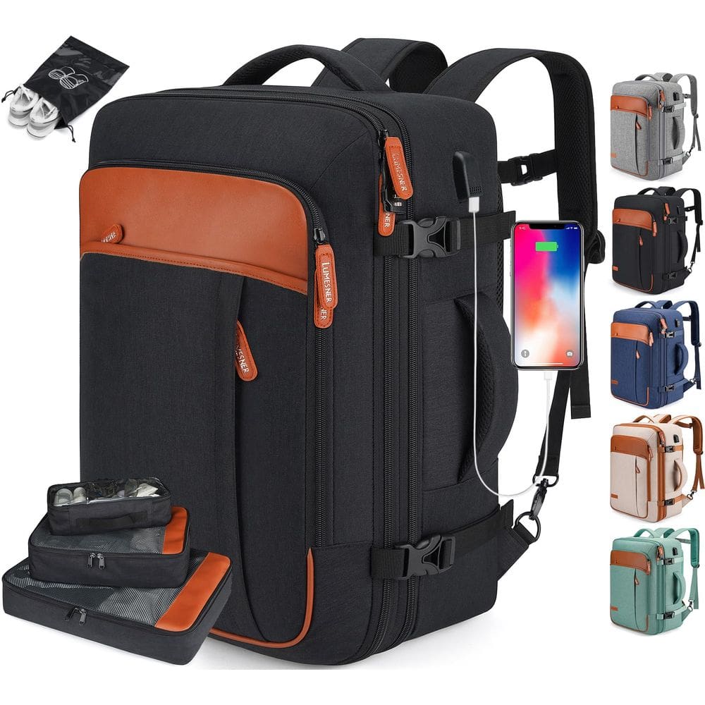 Mochila de viagem para laptop BAGPARKK 42L com cubos de embalagem resistentes à água