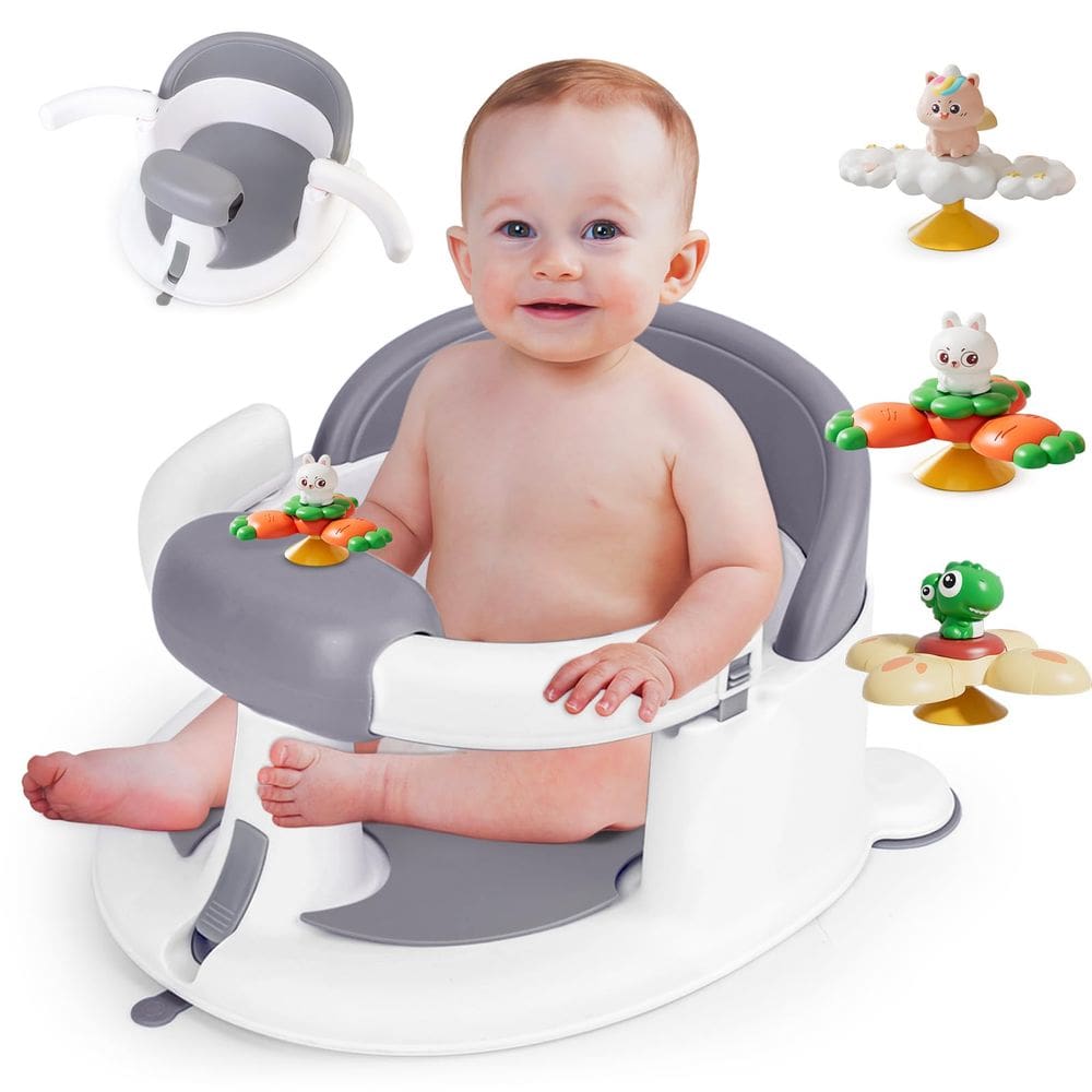 Assento de banho de bebê Mostop para bebês de 6 meses ou mais com brinquedos