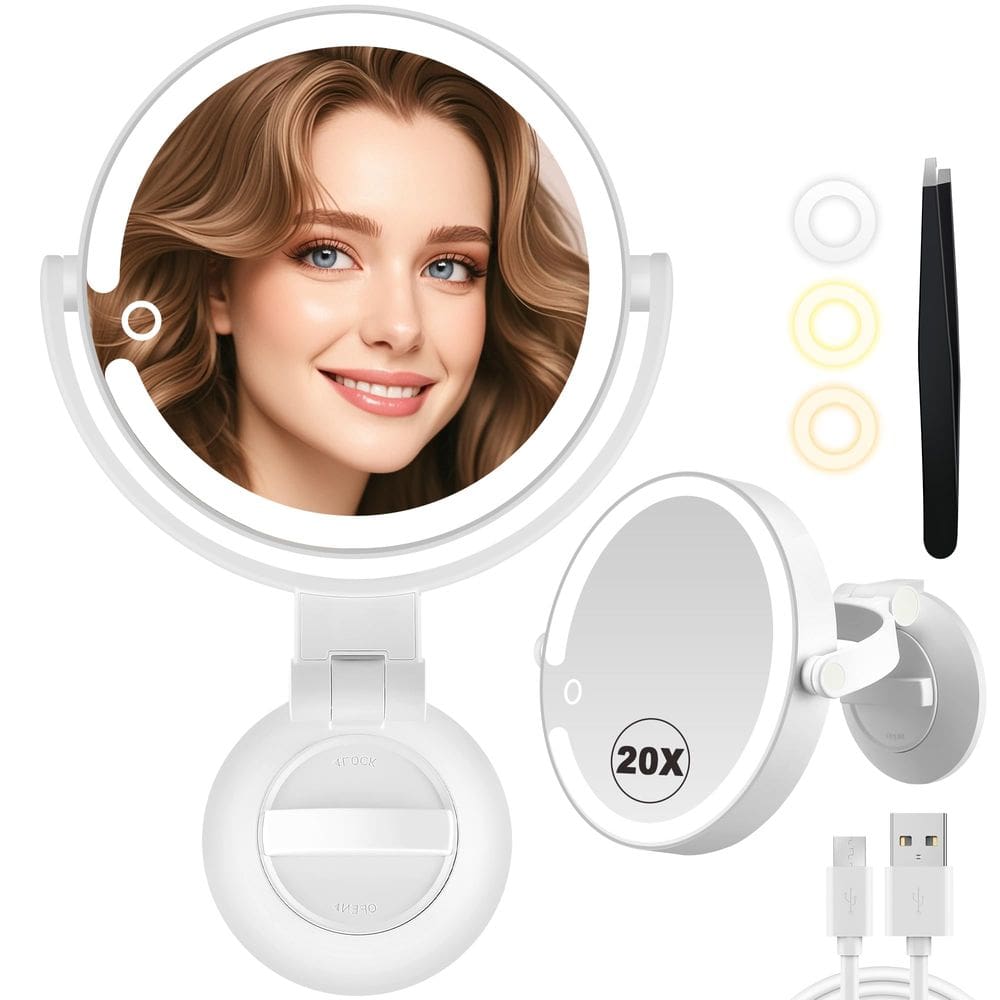 Espelho de maquiagem PEDOMIROR 20X/1X Magnifying Suction Cup Lock