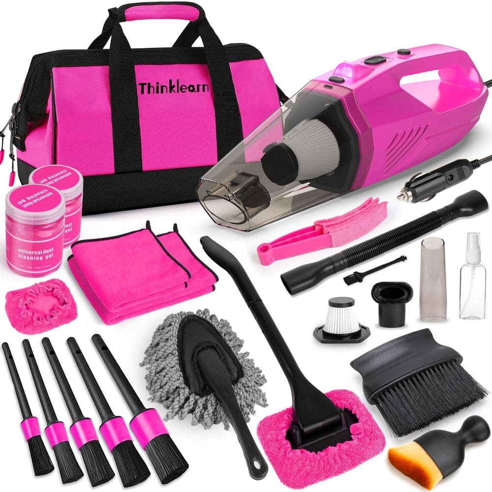Kit de limpeza de carro ThinkLearn Car Vacuum Detailing Pink