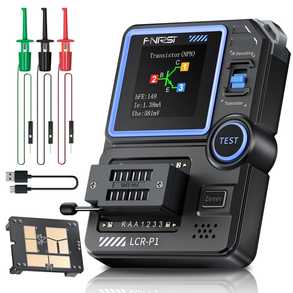 Testador de transistor FNIRSI LCR-P1 para análise de componentes