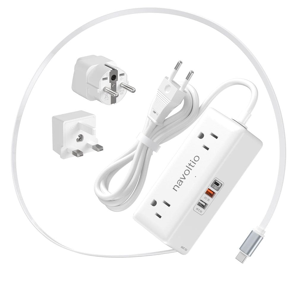 Adaptador de plugue de viagem navoltio dos EUA para UE/Reino Unido com 4 tomadas AC